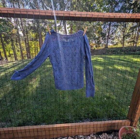 Lace Knit Blue Sweater - Picture 11 of 13